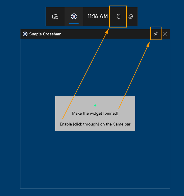 Crosshair overlay using Windows XBox game bar